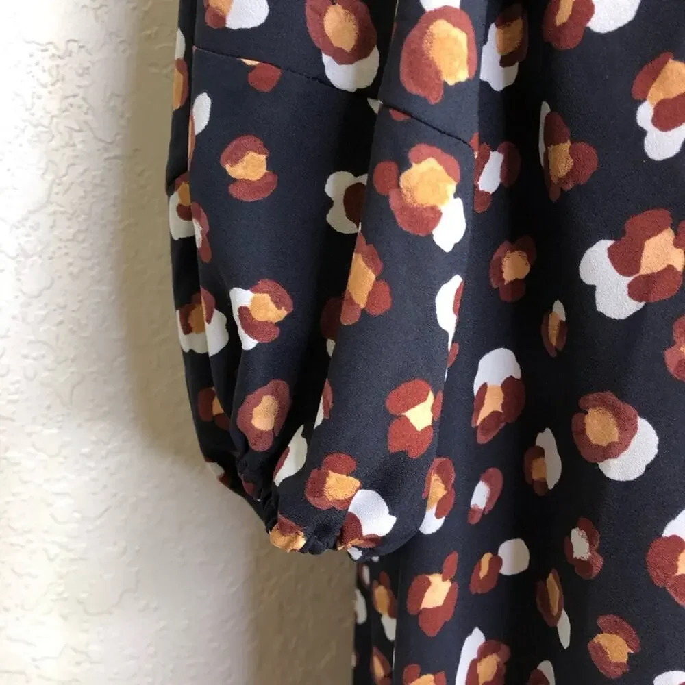 Ann Taylor navy blue red gold white shift dress size Medium